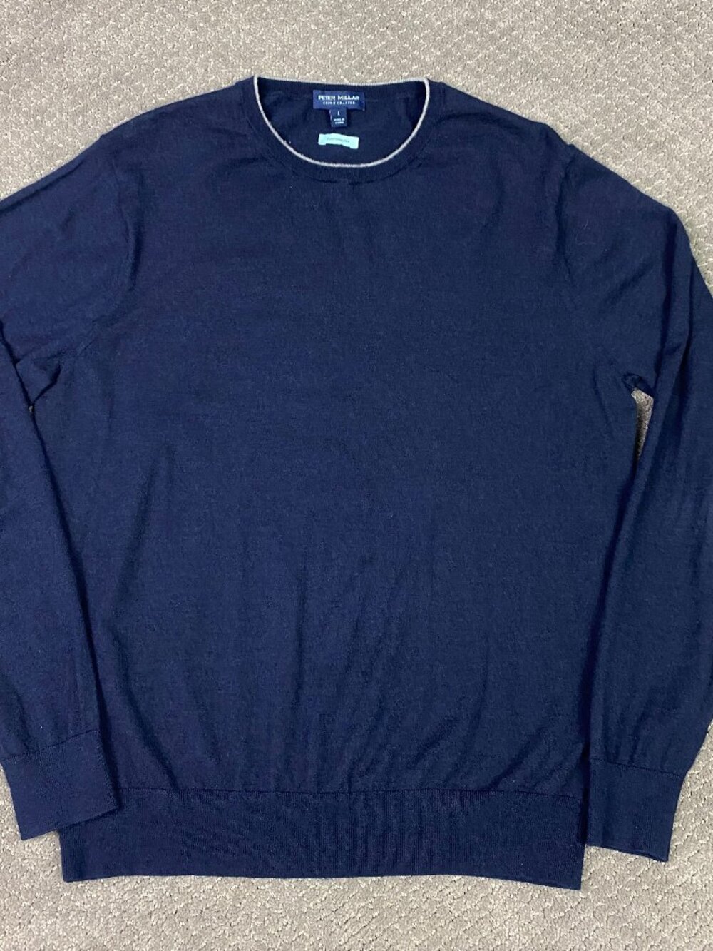 Peter Millar Sweater Mens Large Navy Crown Crafted Excursionist Flex Crewneck